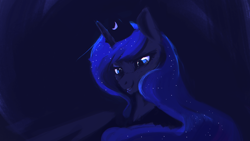 Size: 1920x1080 | Tagged: safe, artist:hierozaki, princess luna, alicorn, pony, bust, crown, female, jewelry, mare, open mouth, portrait, regalia, solo