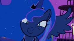 Size: 1024x576 | Tagged: safe, screencap, princess luna, alicorn, pony, luna eclipsed, looking at you, smiling