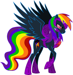 Size: 5000x5178 | Tagged: safe, artist:dragnmastralex, rainbow dash, absurd resolution, corrupted, fusion, nightmare, nightmare rainbow dash, nightmarified, simple background, solo, transparent background, vector