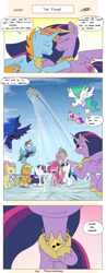 Size: 2550x6600 | Tagged: safe, artist:loreto-arts, applejack, fluttershy, pinkie pie, princess cadance, princess celestia, princess luna, princess twilight 2.0, rainbow dash, rarity, spike, twilight sparkle, twilight sparkle (alicorn), oc, oc:harmony star, alicorn, dragon, earth pony, pegasus, pony, unicorn, the last problem, alicorn oc, alicorn tetrarchy, big crown thingy 2.0, canon x oc, comic, end of ponies, female, horn, male, mane seven, mane six, older, older applejack, older fluttershy, older mane seven, older mane six, older pinkie pie, older rainbow dash, older rarity, older spike, older twilight, shipping, straight, teary eyes, twimony, winged spike, wings