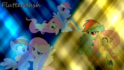 Size: 900x506 | Tagged: safe, artist:dexiom, fluttershy, rainbow dash, pegasus, pony, female, flutterdash, lesbian, shipping, vector