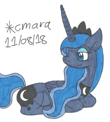 Size: 755x838 | Tagged: safe, artist:cmara, princess luna, alicorn, pony, solo, traditional art