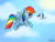 Size: 2000x1500 | Tagged: safe, artist:psalmie, rainbow dash, pegasus, pony, cloud, flying, sky, solo