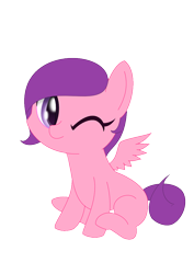 Size: 744x1052 | Tagged: safe, artist:auroraswirls, princess cadance, alicorn, pegasus, pony, base used, female, filly, one eye closed, simple background, sitting, solo, transparent background, wink, younger