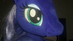 Size: 2560x1440 | Tagged: safe, princess luna, alicorn, pony, female, horn, mare, plushie, solo, up close