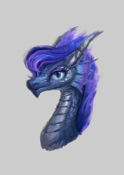 Size: 930x1316 | Tagged: safe, artist:plainoasis, princess luna, dragon, bust, dragonified, female, lunadragon, portrait, solo, species swap