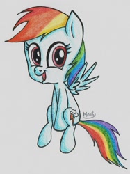 Size: 1024x1367 | Tagged: safe, artist:monterka, rainbow dash, pegasus, pony, filly, filly rainbow dash, solo