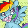 Size: 100x100 | Tagged: safe, artist:pansu, rainbow dash, pegasus, pony, clothes, cute, icon, nom, panties, solo, underwear