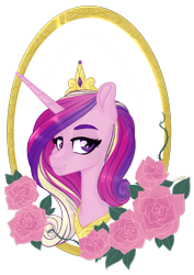 Size: 1211x1707 | Tagged: safe, artist:whalepornoz, princess cadance, alicorn, pony, bust, flower, jewelry, portrait, rose, simple background, solo, tiara, transparent background