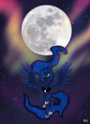 Size: 761x1051 | Tagged: safe, artist:papyjr13, princess luna, alicorn, pony, female, horn, mare, moon, night