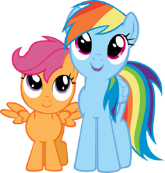 Size: 2458x2578 | Tagged: safe, artist:kishmond, rainbow dash, scootaloo, pegasus, pony, simple background, transparent background, vector