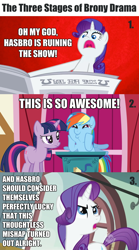 Size: 500x900 | Tagged: safe, rainbow dash, rarity, twilight sparkle, pegasus, pony, unicorn, hasbro, i'll destroy her, it's so true, truth