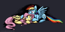 Size: 1207x606 | Tagged: safe, artist:kenket, artist:spainfischer, fluttershy, rainbow dash, pegasus, pony, duo, prone