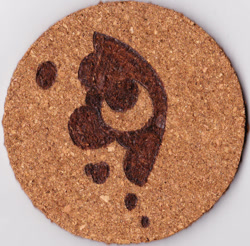 Size: 902x886 | Tagged: safe, artist:malte279, princess luna, coaster, cork, craft, cutie mark, no pony, pyrography, traditional art