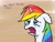 Size: 1280x980 | Tagged: safe, artist:swordkirby, rainbow dash, rarity, pegasus, pony, unicorn, alternate hairstyle, crying, female, floppy ears, frown, gradient background, looking up, mane swap, mare, open mouth, rainbow hair, solo, the worst possible thing