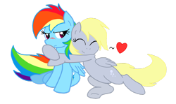 Size: 1156x691 | Tagged: safe, artist:ambris, artist:dashie-so-cute, derpy hooves, rainbow dash, pegasus, pony, colored, derpydash, eyes closed, female, heart, hug, lesbian, mare, shipping, simple background, transparent background