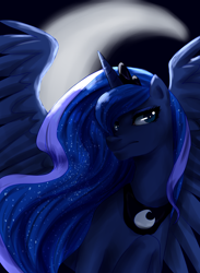 Size: 2200x3000 | Tagged: safe, artist:etrnlpeace, princess luna, alicorn, pony, female, mare, moon, solo