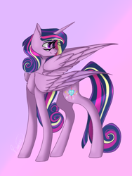 Size: 768x1024 | Tagged: safe, artist:calla--lily, princess cadance, twilight sparkle, twilight sparkle (alicorn), alicorn, pony, seraph, seraphicorn, fusion, multiple eyes, multiple wings, wings