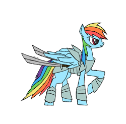 Size: 1119x1100 | Tagged: safe, artist:php15, rainbow dash, pegasus, pony, armor, solo, sword