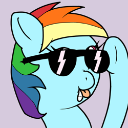 Size: 2500x2500 | Tagged: safe, artist:doggonepony, rainbow dash, pegasus, pony, drool, solo, sunglasses