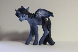 Size: 849x566 | Tagged: safe, artist:exclusionzone, princess luna, alicorn, pony, craft, female, looking back, looking sideways, mare, photo, sculpture, solo, spread wings, standing, traditional art, wings