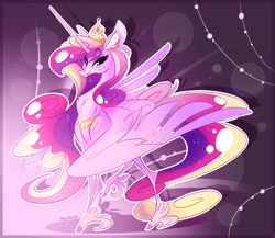 Size: 2341x2029 | Tagged: safe, artist:marbola, princess cadance, alicorn, pony, chest fluff, crown, ear fluff, female, jewelry, mare, regalia, solo, unshorn fetlocks, white outline