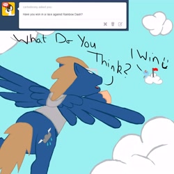 Size: 6000x6000 | Tagged: safe, rainbow dash, oc, pegasus, pony, absurd resolution, ask, cloud, cloudy, racing, sky