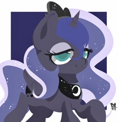 Size: 1013x1034 | Tagged: safe, artist:tohupo, princess luna, alicorn, pony, female, lidded eyes, mare, smiling, solo