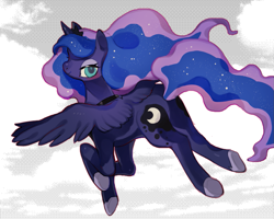 Size: 1217x972 | Tagged: safe, artist:kkonkku, princess luna, alicorn, pony, cute, female, hoof shoes, looking at you, mare, smiling, solo