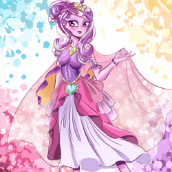 Size: 4000x4000 | Tagged: safe, artist:mrrowerscream, princess cadance, equestria girls, abstract background, absurd resolution, clothes, dress, female, solo