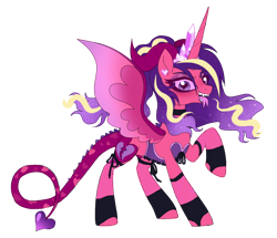 Size: 1000x859 | Tagged: safe, artist:unoriginai, princess cadance, alicorn, pony, succubus, clothes, corset, devil tail, fangs, heart eyes, horns, nightmarified, simple background, siren song, snake tongue, solo, split tongue, succubus tail, tongue out, transparent background, wingding eyes