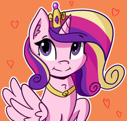 Size: 1794x1709 | Tagged: safe, artist:artiks, princess cadance, alicorn, pony, female, floating heart, heart, holiday, mare, outline, simple background, smiling, solo, valentine's day