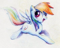 Size: 484x387 | Tagged: safe, artist:luce, rainbow dash, pegasus, pony, pixiv, solo, traditional art