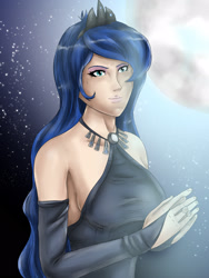 Size: 1200x1600 | Tagged: safe, artist:symptom99, princess luna, human, humanized, jewelry, moon, necklace, solo