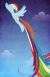 Size: 1650x2550 | Tagged: safe, artist:bigponymac, rainbow dash, pegasus, pony, cloud, female, mare, sky, solo