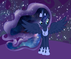 Size: 6000x5000 | Tagged: safe, artist:rulette, princess luna, alicorn, pony, absurd resolution, ethereal mane, female, mare, solo, spread wings, starry mane, wings