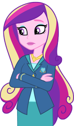 Size: 5000x8521 | Tagged: safe, artist:luckreza8, dean cadance, princess cadance, equestria girls, friendship games, crossed arms, eyeshadow, female, lipstick, makeup, simple background, solo, transparent background, vector