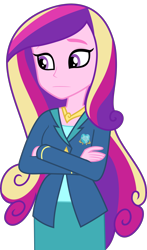 Size: 5000x8521 | Tagged: safe, artist:luckreza8, edit, editor:slayerbvc, dean cadance, princess cadance, equestria girls, friendship games, crossed arms, female, no makeup edit, simple background, solo, transparent background, vector, vector edit