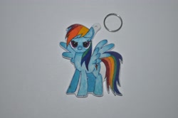 Size: 4288x2848 | Tagged: safe, artist:blindfaith-boo, rainbow dash, pegasus, pony, blue coat, female, keychain, mare, multicolored mane, solo