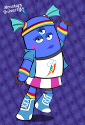 Size: 739x1080 | Tagged: safe, artist:cartuneslover16, rainbow dash, oc, equestria girls, barely pony related, brynn larson, cosplay, crossover, monsters university, non-mlp oc, wat, why cartuneslover why?