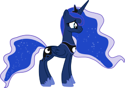 Size: 2591x1834 | Tagged: safe, artist:a01421, princess luna, alicorn, pony, ethereal mane, female, mare, sad, simple background, solo, starry mane, transparent background, vector