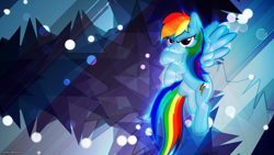 Size: 2560x1440 | Tagged: safe, artist:game-beatx14, artist:godoffury, rainbow dash, pegasus, pony, blue coat, female, mare, multicolored mane, solo, wallpaper