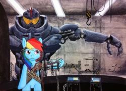 Size: 1024x736 | Tagged: safe, artist:jet-ann, rainbow dash, pegasus, pony, crossover, gipsy danger, jaeger, mech, pacific rim