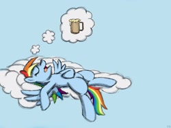 Size: 2048x1536 | Tagged: safe, artist:werdkcub, rainbow dash, pegasus, pony, cider, dream, sleeping, solo