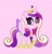 Size: 1600x1664 | Tagged: safe, artist:missmele-madness, princess cadance, alicorn, pony, chibi, deviantart watermark, obtrusive watermark, pink background, simple background, solo, watermark