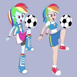 Size: 1600x1600 | Tagged: artist needed, source needed, safe, rainbow dash, equestria girls, clothes, comparison, converse, human coloration, humanized, redesign, shoes, vector