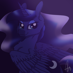 Size: 1888x1888 | Tagged: safe, artist:inspiration1413, princess luna, alicorn, pony, looking at you, looking back, looking back at you, solo