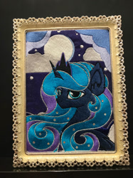 Size: 1024x1366 | Tagged: safe, artist:v-zen, princess luna, alicorn, pony, embroidery, painting