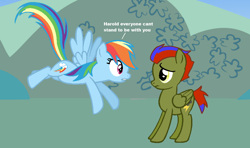 Size: 950x564 | Tagged: safe, artist:bronyswagjacob2, rainbow dash, oc, pegasus, pony, angry, male, stallion, stormy harold, upset, yelling