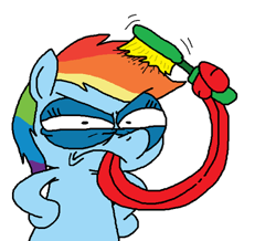 Size: 500x436 | Tagged: safe, artist:jazo123, rainbow dash, pegasus, pony, brush, rainbow dash's mailbag, solo